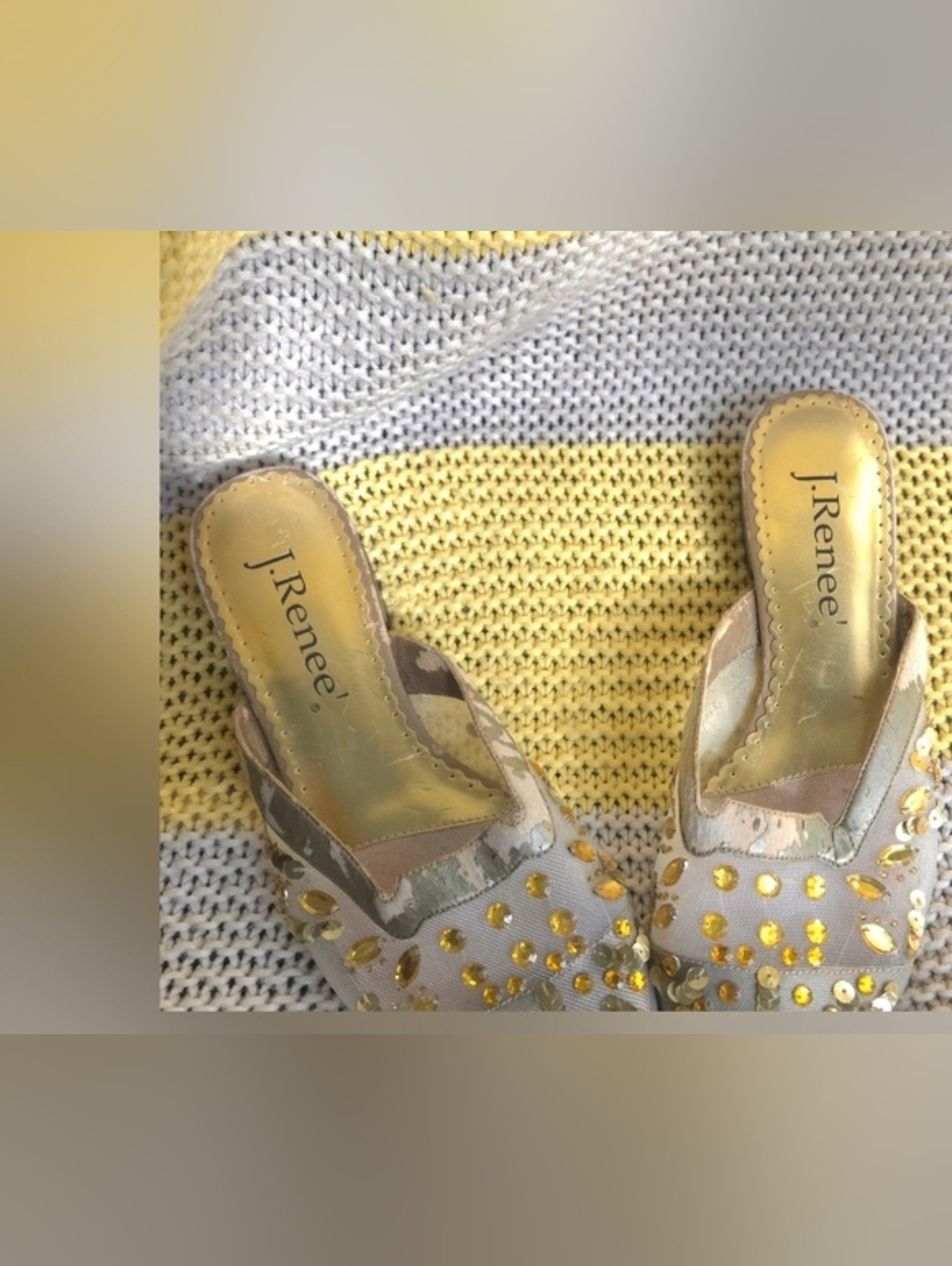 J. Renee Gold Sequin Slide Sandals - Picture 3 of 5